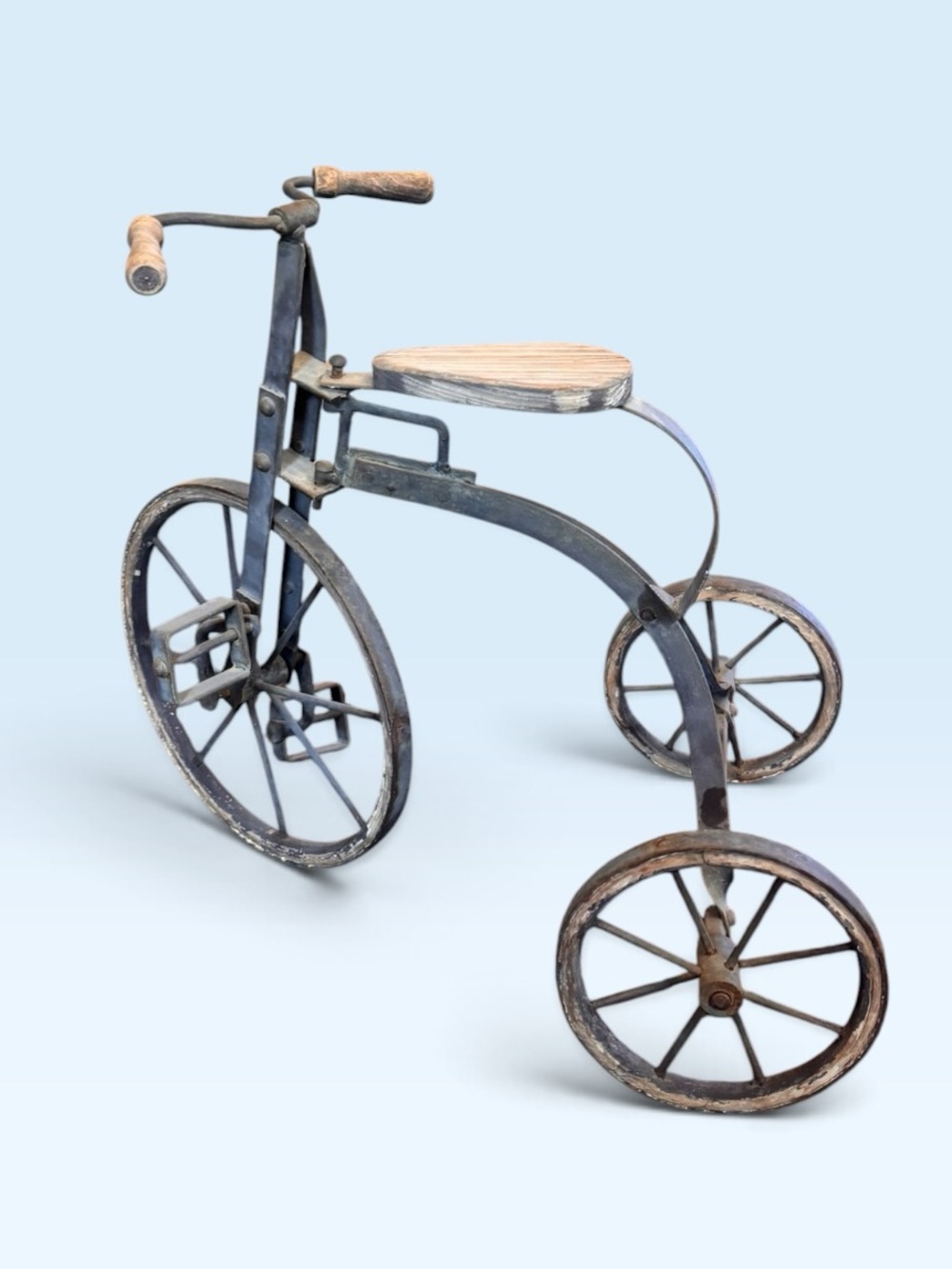 Vintage Tricycle Decor Wrought Iron and Wood